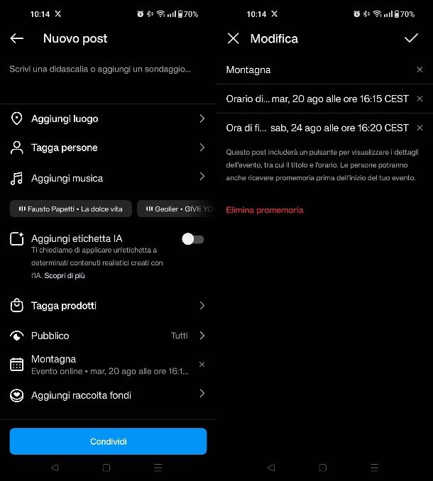 Come mettere il timer su Instagram nei post