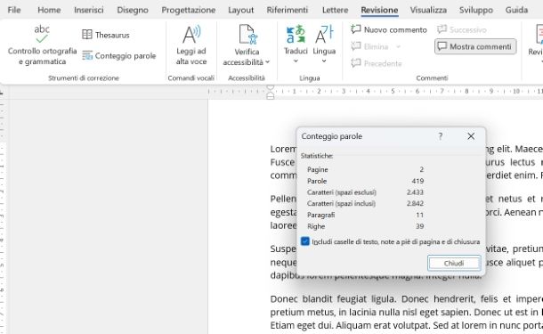 Conteggio parole di Word