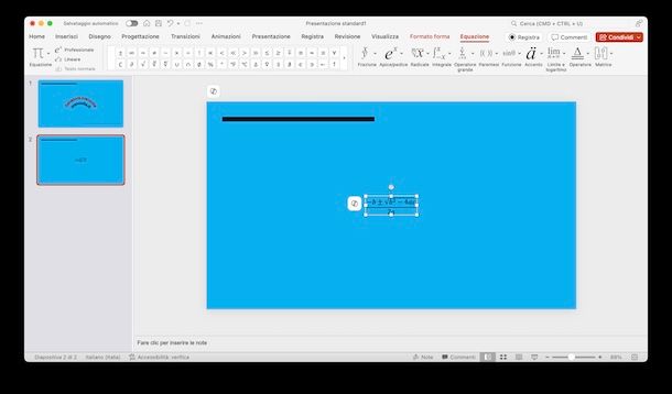 Scrivere formule PowerPoint