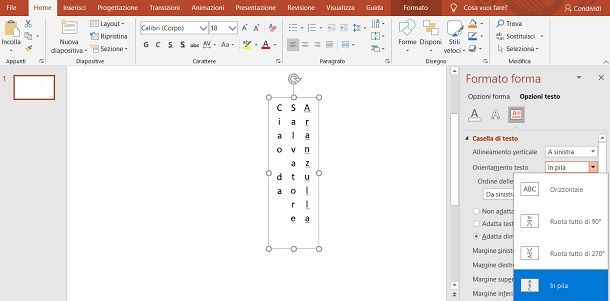 Testo verticale PowerPoint