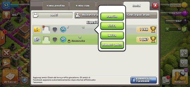 Invitare amici clan Clash of Clans