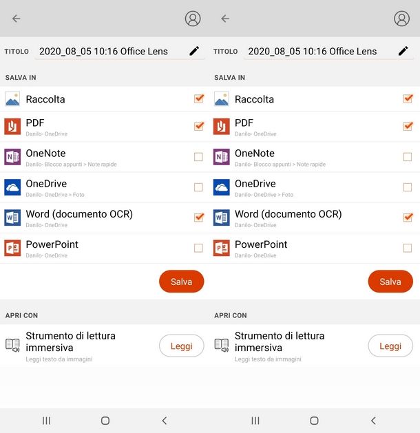 Selezionare come salvare il testo da foto con Microsoft Lens