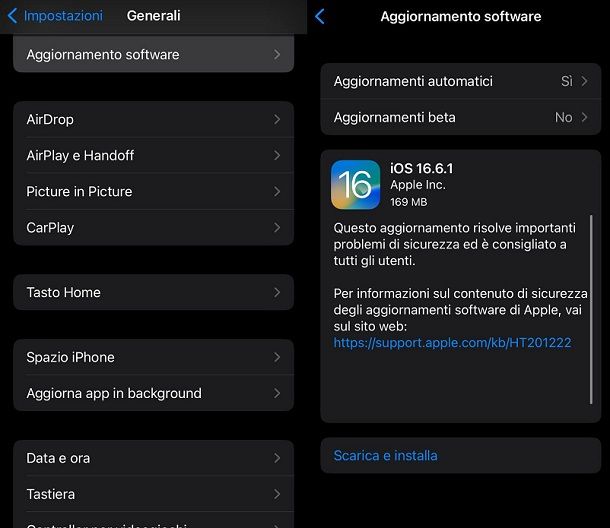 Mantenere aggiornato iOS