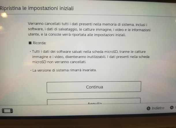 Rimuovere gli account Nintendo prima di ripristinare