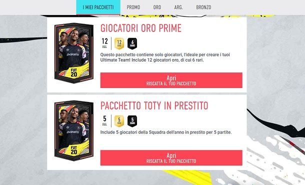 Pacchetti FIFA Ultimate Team Web App