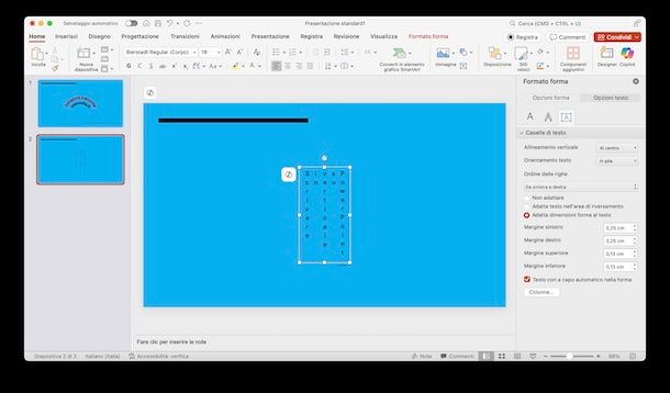 Scrivere in verticale PowerPoint