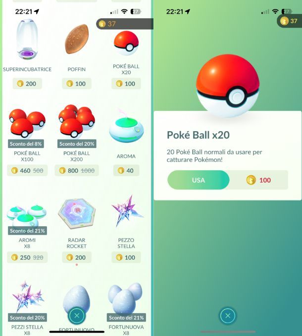 Acquisto Poké Ball con Pokémonete