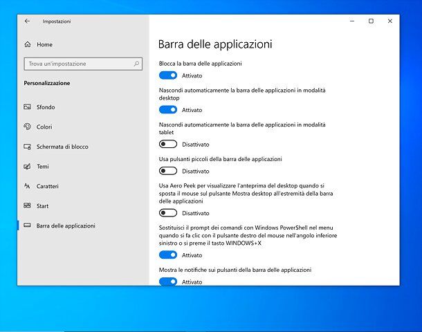 Come nascondere la barra delle applicazioni Windows 10