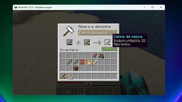 Come riparare una canna da pesca Minecraft incudine