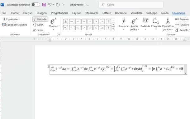Come inserire formule matematiche su Word
