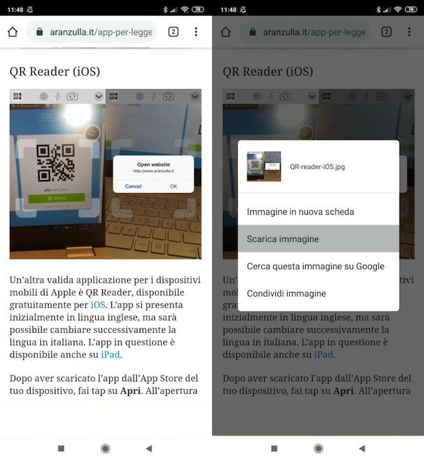 Salvare QR code su Android