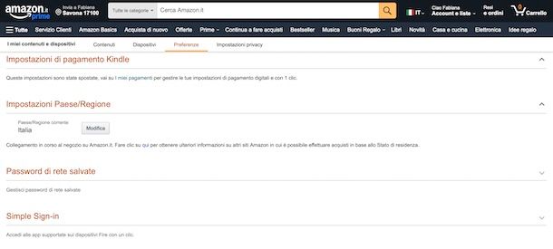 Cambiare paese su Amazon 
