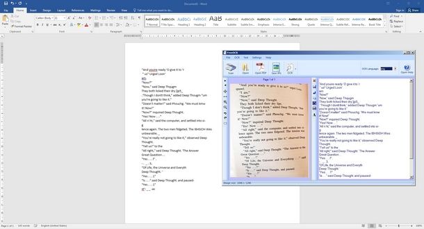 Importare il testo da Free OCR in Word