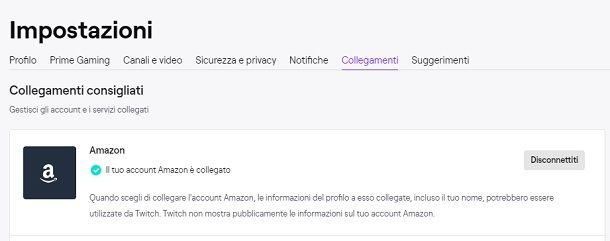 Disattivare Twitch Prime