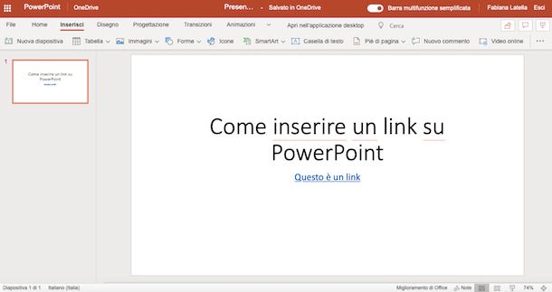 Link su PowerPoint Online