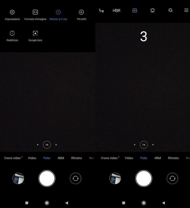 Timer integrato nell'app Fotocamera