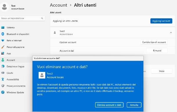 Come eliminare un account dal PC: Windows 11