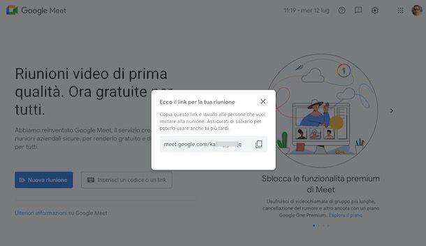 Link riunione su Google Meet