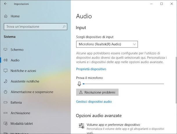 Riattivare microfono Windows