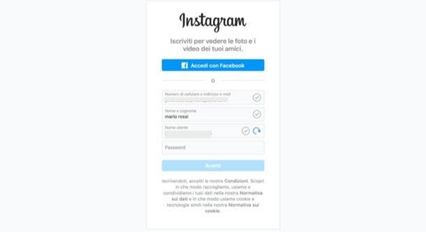 Account secondario Instagram PC