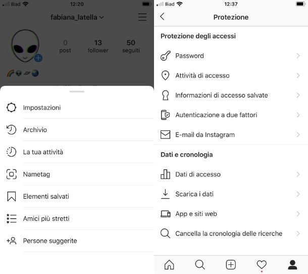 Come impostare la password su Instagram