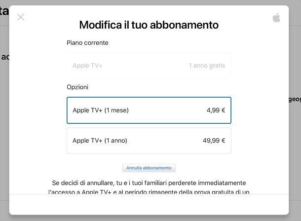 Come disdire Apple TV da browser