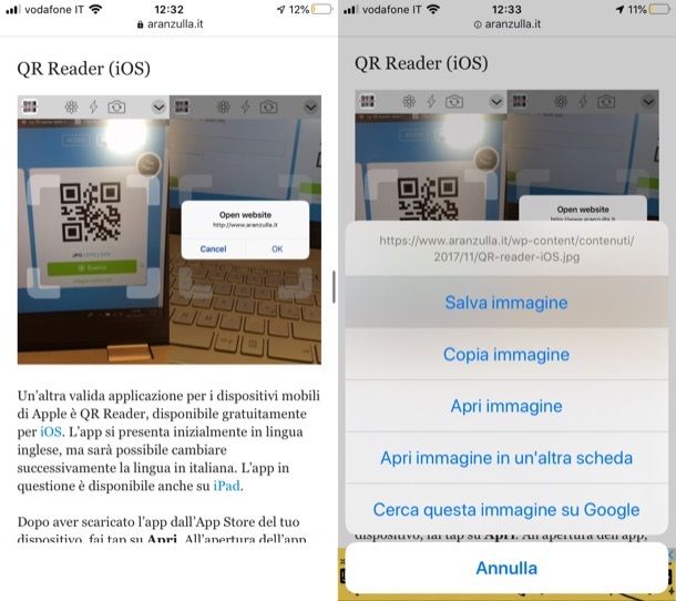 Salvare QR code su iOS