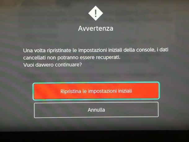 Ripristinare completamente Nintendo Switch tramite pressione dei tasti