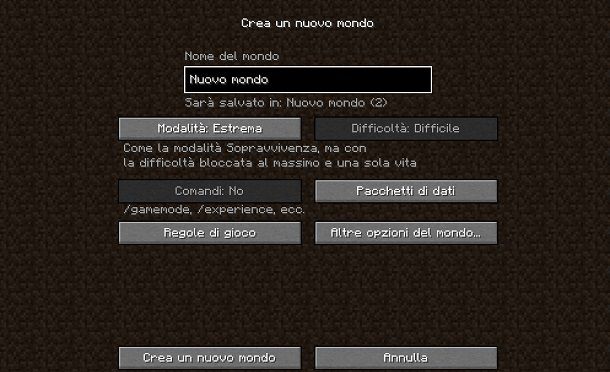 Modalità Estrema Minecraft