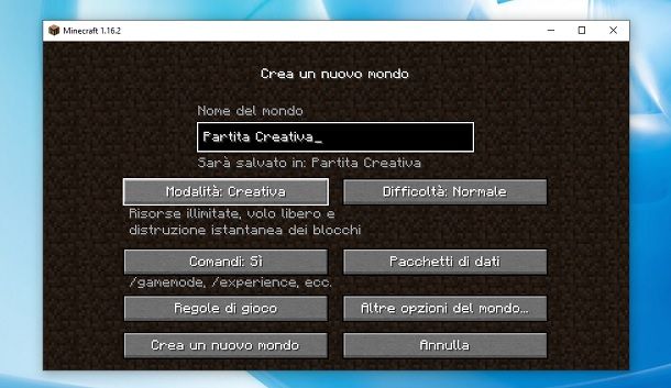 Come andare in Creativa su Minecraft PC