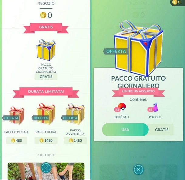 Pacchi giornalieri gratuiti Pokemon GO