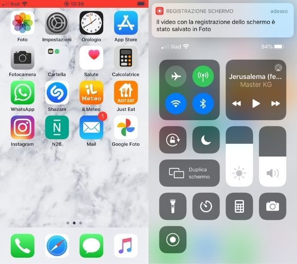 Registrazione schermo iPhone e iPad