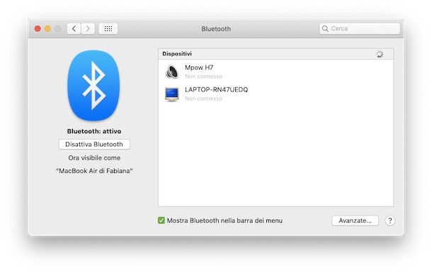 Connettere cuffie Bluetooth Mac