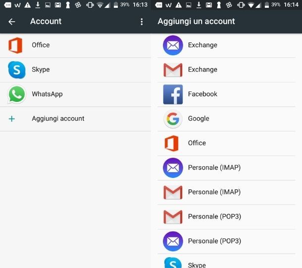 Ripristinare account Google Android