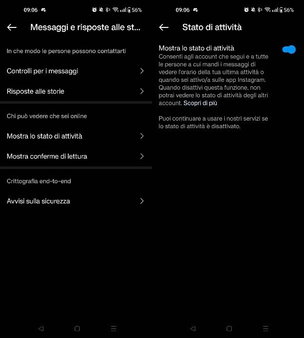 Come non far vedere che sei online su Instagram da app