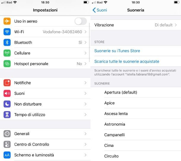 Cambiare suoneria iPhone