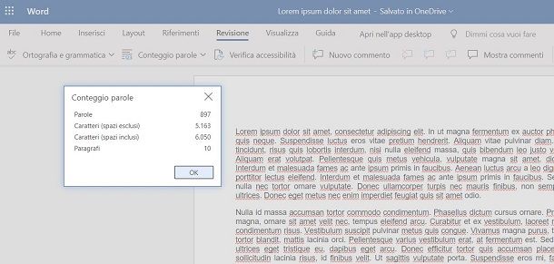 Conteggio parole su Word Online