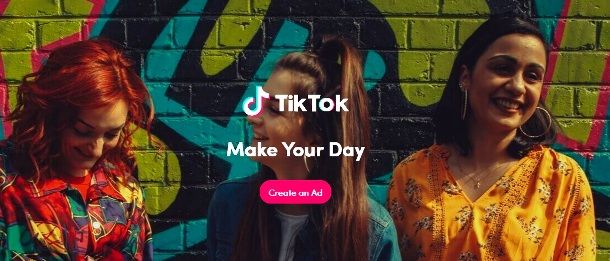 Home page di TikTok for Business