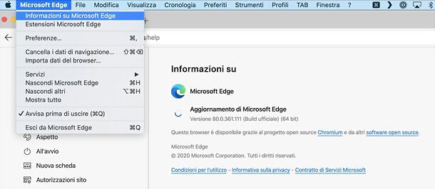 Come aggiornare Microsoft Edge su macOS