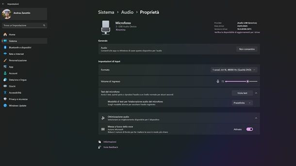Funzioni integrate microfono Windows 11