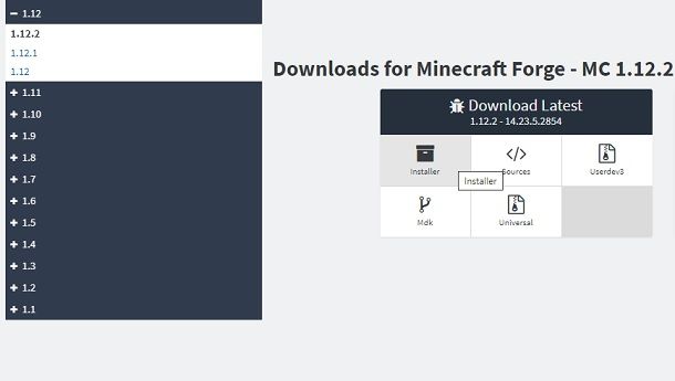 Scaricare Forge Minecraft