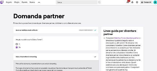 Come fare la domanda partner su Twitch