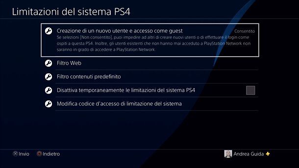 Limitazioni di sistema PS4