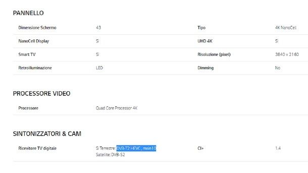 Come vedere se la TV è DVB-T2 Specifiche