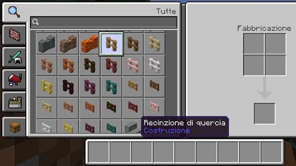 Minecraft Bedrock inventario