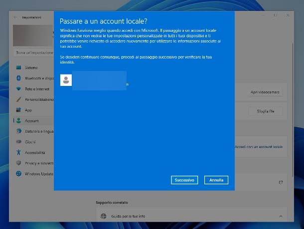 Come dissociare account Microsoft e accedere con account locale