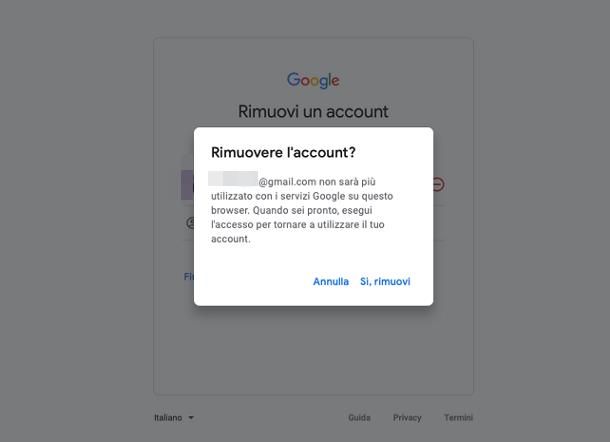 Come eliminare un account Google dal PC