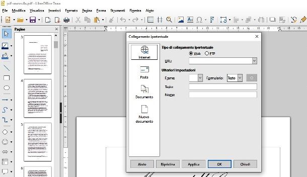 Inserire URL in LibreOffice