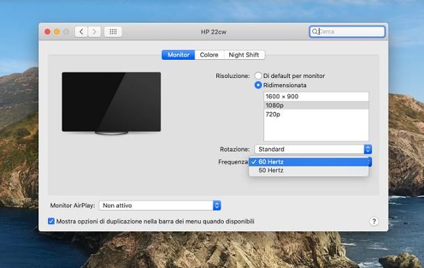 Come vedere gli Hz del monitor su Mac