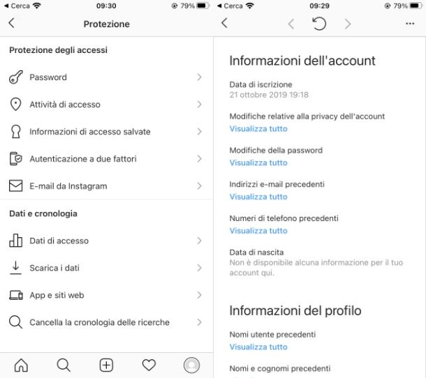 Vedere data creazione del proprio profilo Instagram